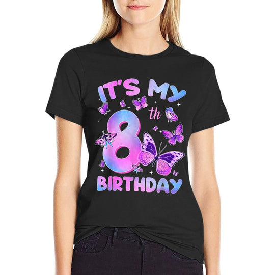 Its My 8th Birthday Butterfly Theme 8 Year Old Girl Party  Relaxed-fit T-Shirt