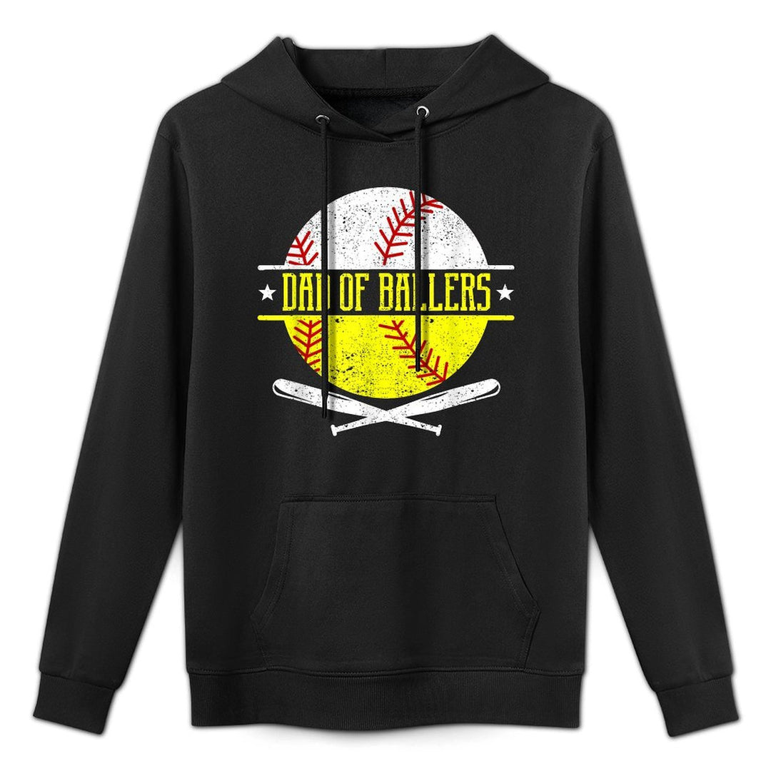 Dad of Ballers Funny Dad of Baseball And Softball Player Layering Staple Hoodie