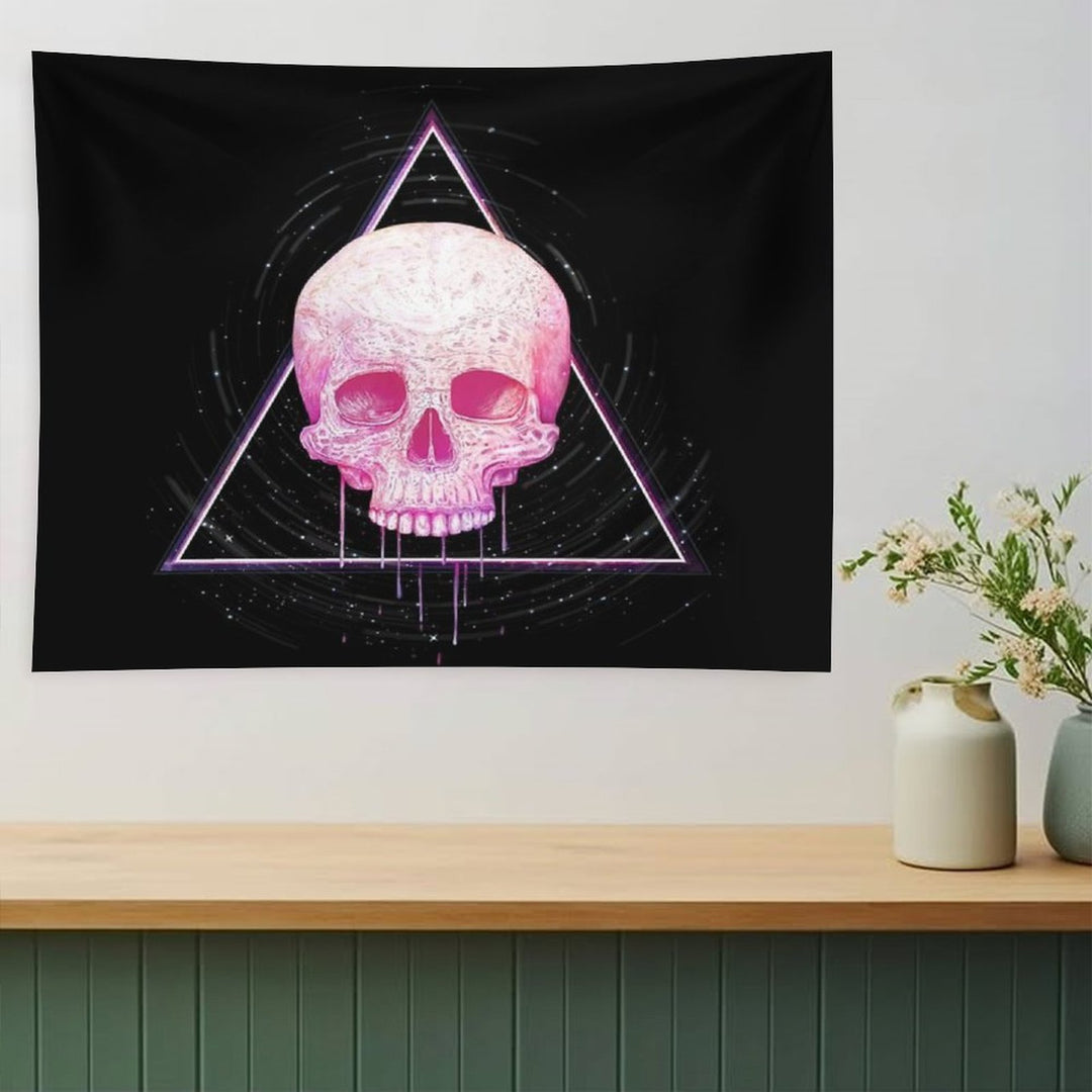 Skull in Triangle on Black Tapestry