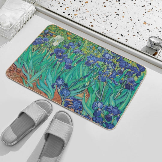 Irises by Vincent Van Gogh  Easy Maintenance Bath Mat