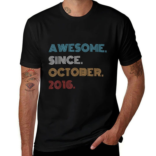 9 Years Old Awesome Since October 2016 9th Birthday  Polyester Blend T-Shirt