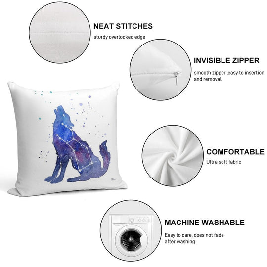 Galaxy Howling Wolf Soft Bedroom Essential Throw Pillow