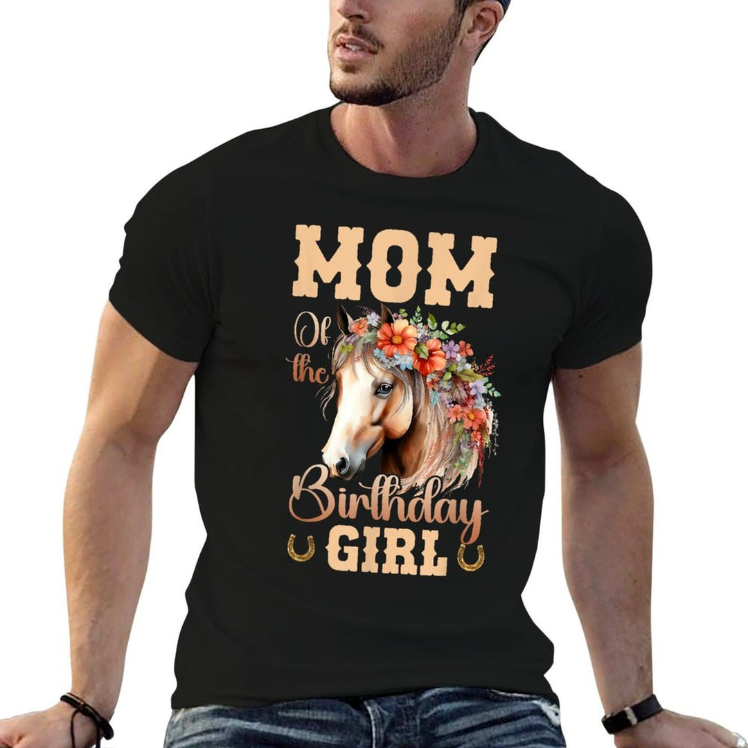 Cute Mom Of The Birthday Girl Horse Family Party  Easy-care T-Shirt