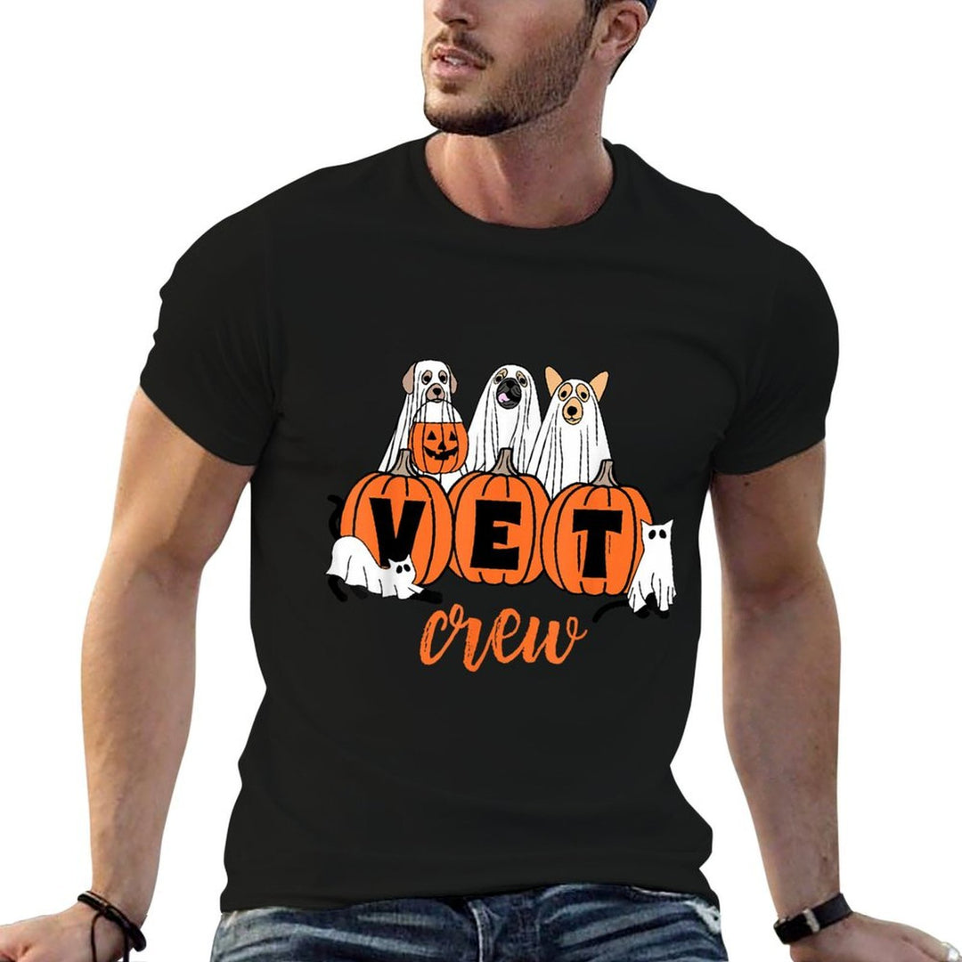 Halloween Vet Crew Pumpkin Dog Cat Ghost Veterinary Vet Tech  Stretchy T-Shirt