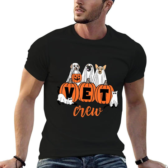 Halloween Vet Crew Pumpkin Dog Cat Ghost Veterinary Vet Tech  Stretchy T-Shirt