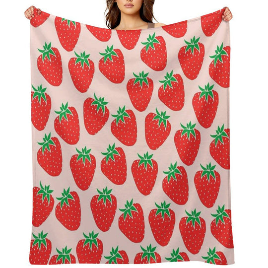 Cute Strawberry Velvety-soft Throw Blanket