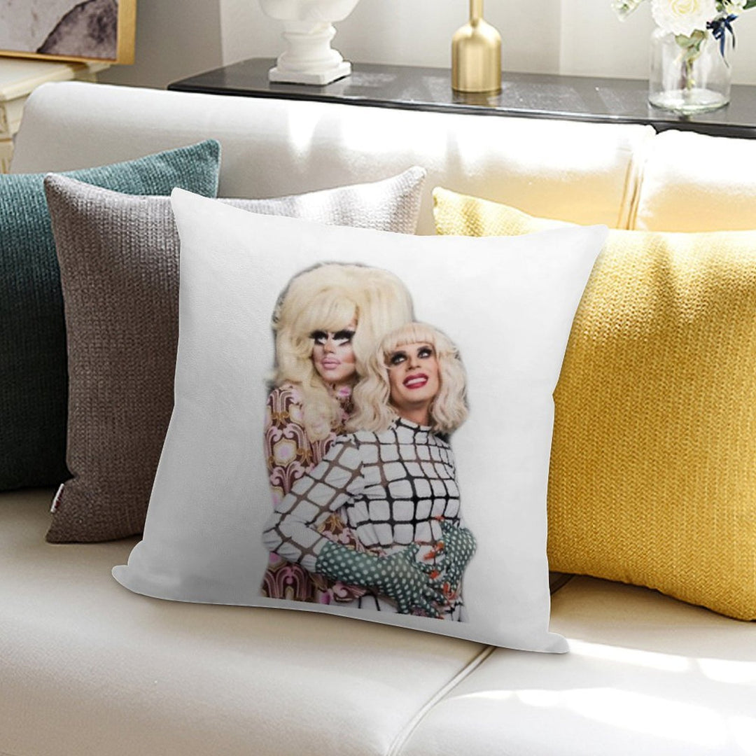 Trixie And Katya Couple Pose Soft Luxury Feel Throw Pillow