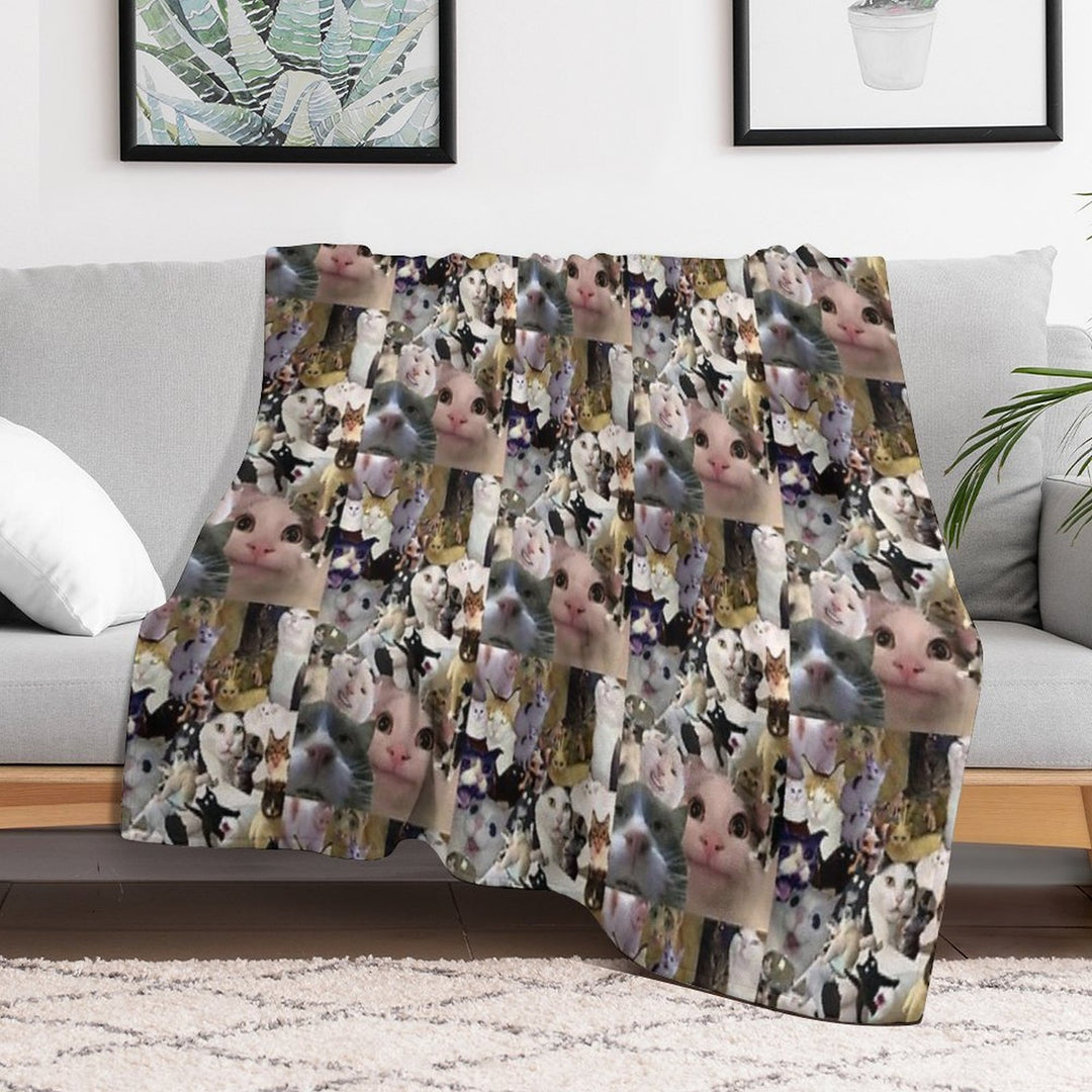 Cursed Cat Collage Anti-pilling Throw Blanket