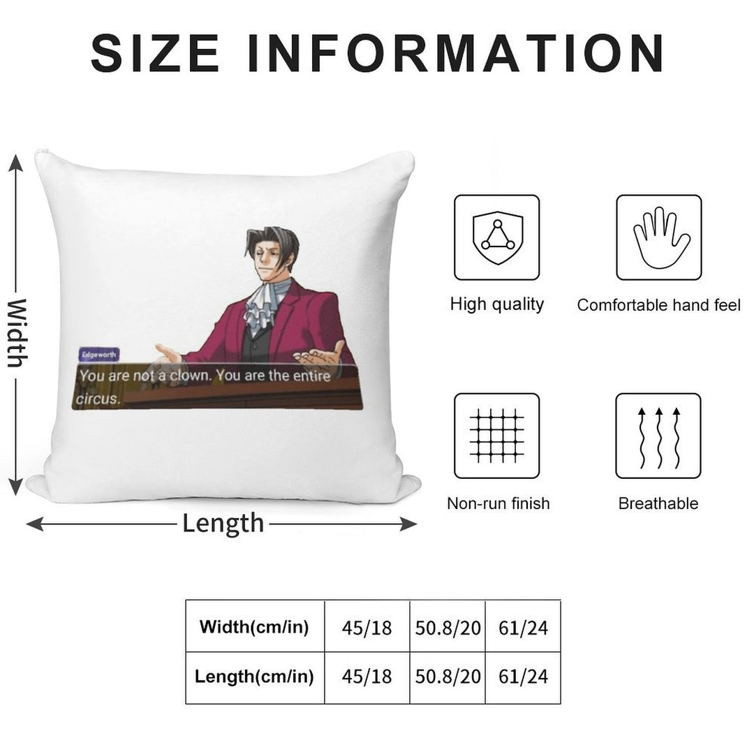 Miles Edgeworth Soft Short Plush Fabric Throw Pillow