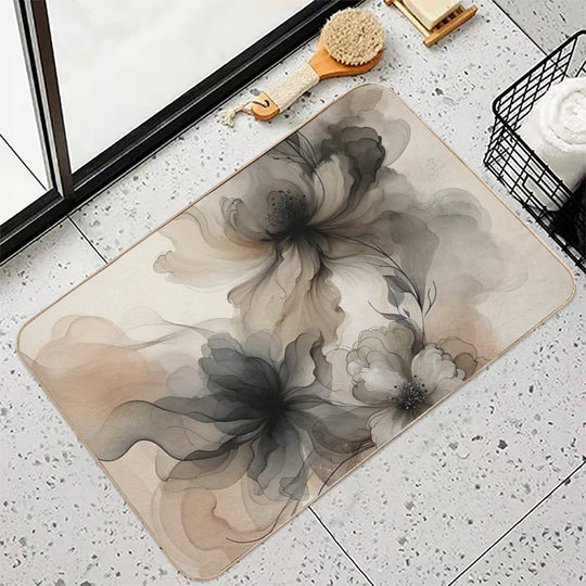 Beige Bloom Shadows  Dirt-Trapping Bath Mat