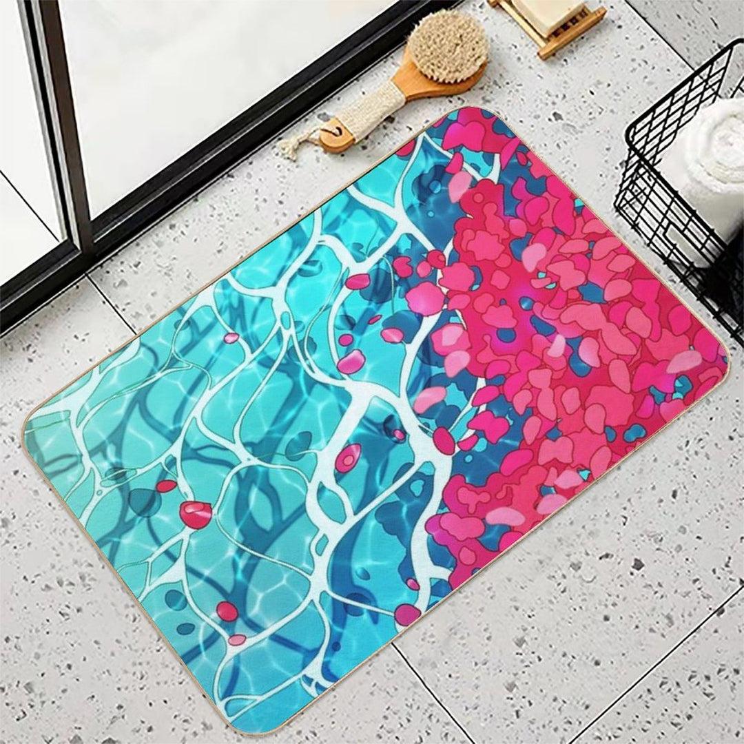 Red Roses And Petals in The Water  Slip-Resistant Bath Mat