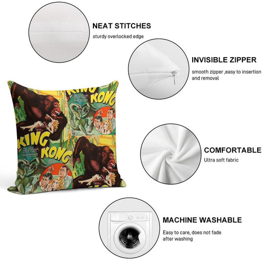 King Kong Vintage Film Soft High-Density Material Throw Pillow