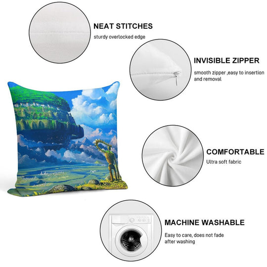 Castle over The Clouds Soft High-Density Material Throw Pillow