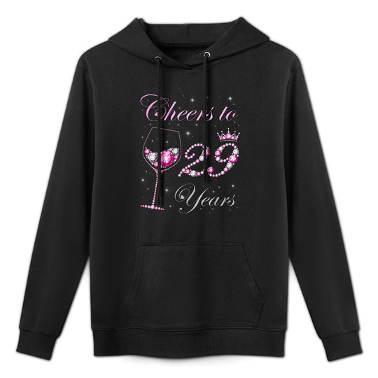 Cheers to 29 Years Old 29th Birthday Party Women Queen Shape Retention Hoodie