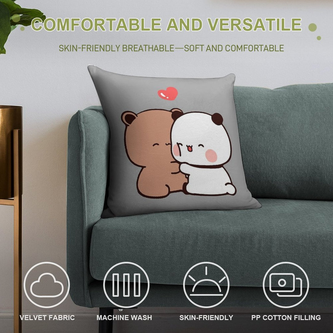 DuDu Bear And BuBu Panda Special Moment❤️ Soft Warmth Comfort Throw Pillow
