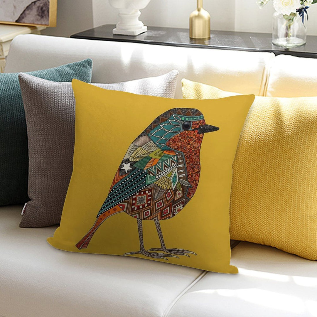 Robin Gold Soft Luxury Feel Throw Pillow