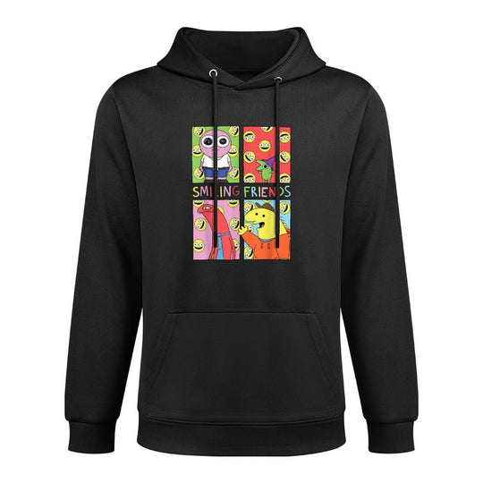 Smiling Friends Pop Art Character Grid Funny Cartoon Durable Construction Hoodie