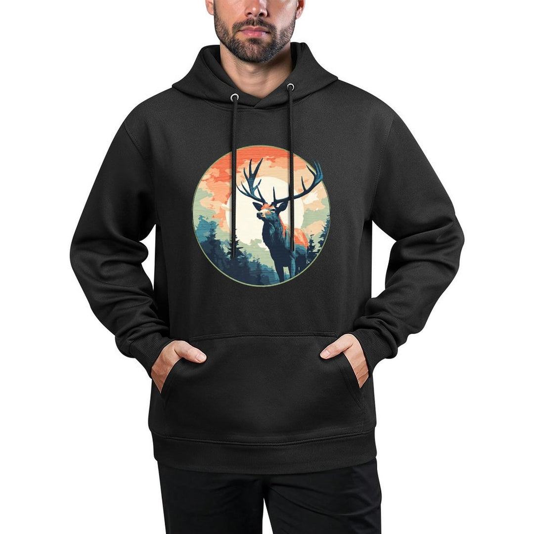 Lunar Stag Silhouette Twilight in The Wilderness Premium Layering Staple Hoodie