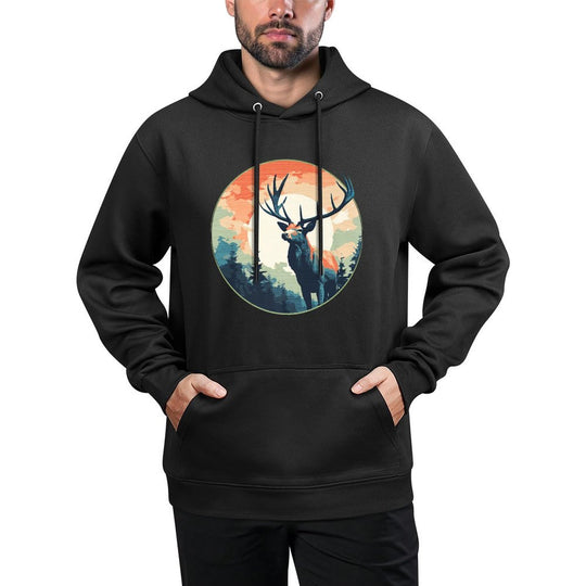 Lunar Stag Silhouette Twilight in The Wilderness Premium Layering Staple Hoodie