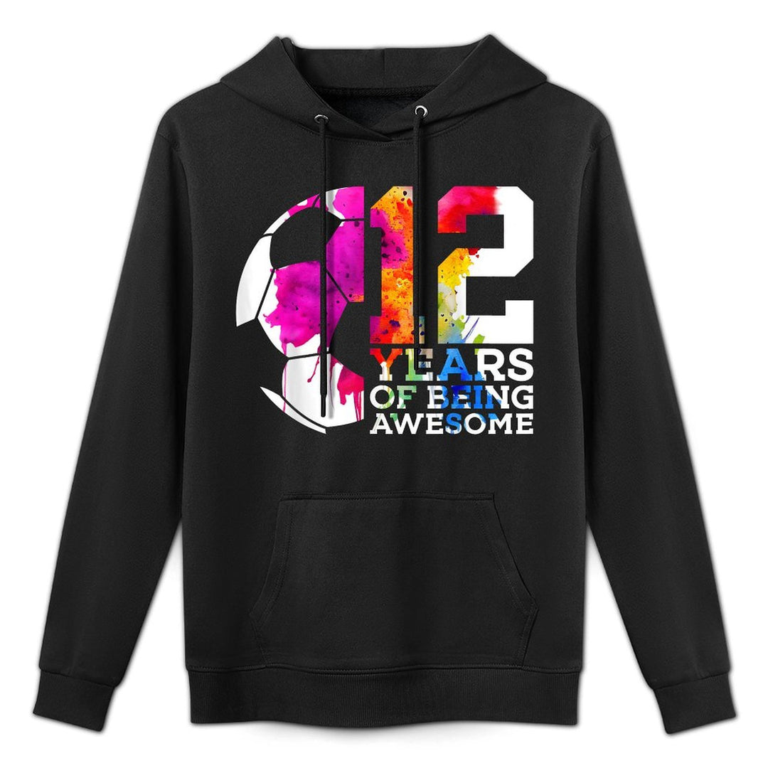 12 YEARS OF BEING AWESOME SOCCER 12TH BIRTHDAY Shrink-Resistant Hoodie