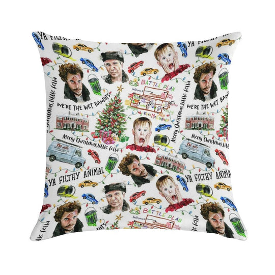 Home Alone Kevin McCallister Christmas Holiday Pattern Soft Skin-Friendly Throw Pillow