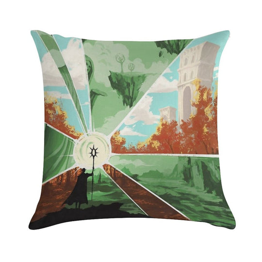 The World That Wakes And The World That Dreams Soft Short Plush Fabric Throw Pillow