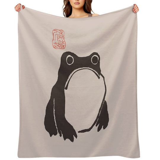 Matsumoto Hoji Frog Art Vintage Japanese Woodblock Artwork All-season Throw Blanket