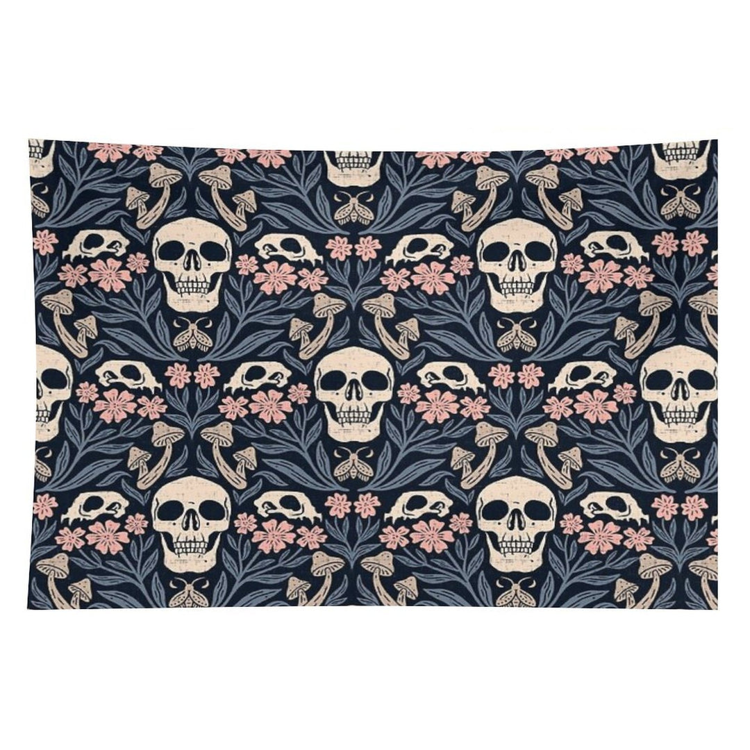 Dark Botanical Skulls – Dark Academia – Enchanted Forest Tapestry