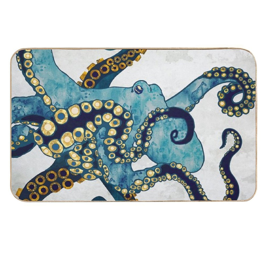 Metallic Octopus VI  Easy To Clean Bath Mat