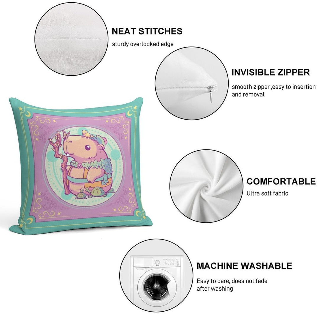 Druid Capybara Soft Reinforced Edging Throw Pillow