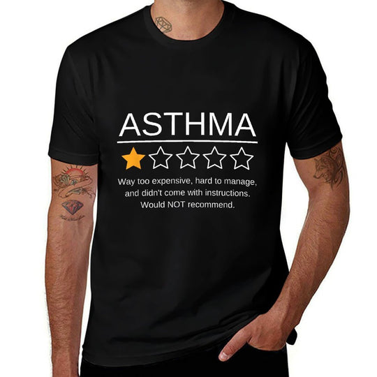 Funny Asthma Awareness One Star Rating Inhaler Wheezy Breath  Easy-care T-Shirt