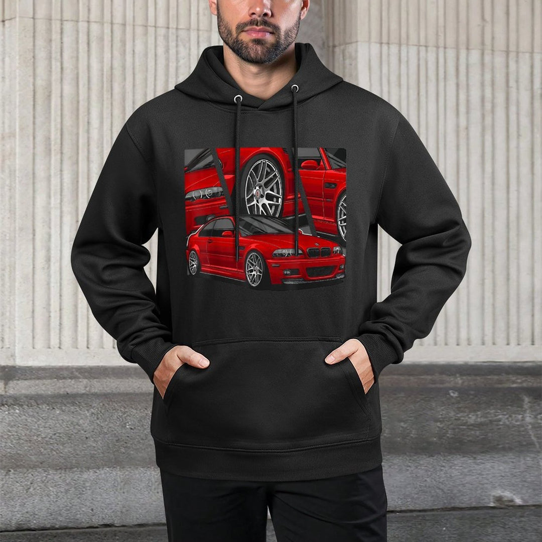 E46 Red Speed Machine - High-Performance Sports Car Cotton-Polyester Blend Hoodie