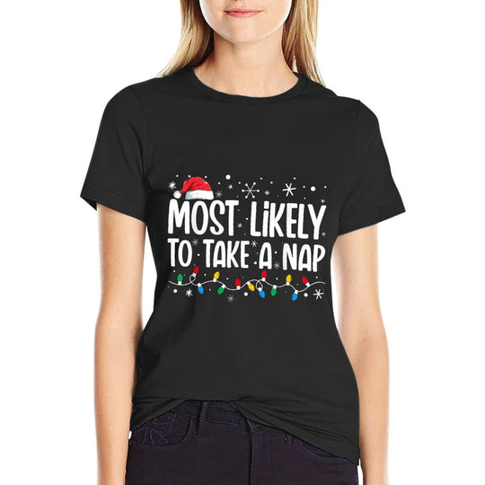 Most Likely To Take A Nap Funny Family Christmas  Versatile T-Shirt