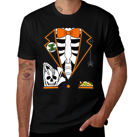 Easy Halloween Costumes Orange Skeleton Tuxedo  Affordable Price T-Shirt