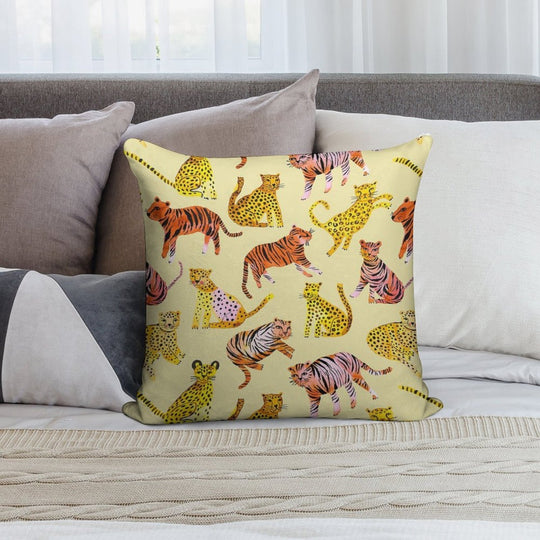 Tigers And Leopards Africa Savannah Soft Easy Maintenance Throw Pillow