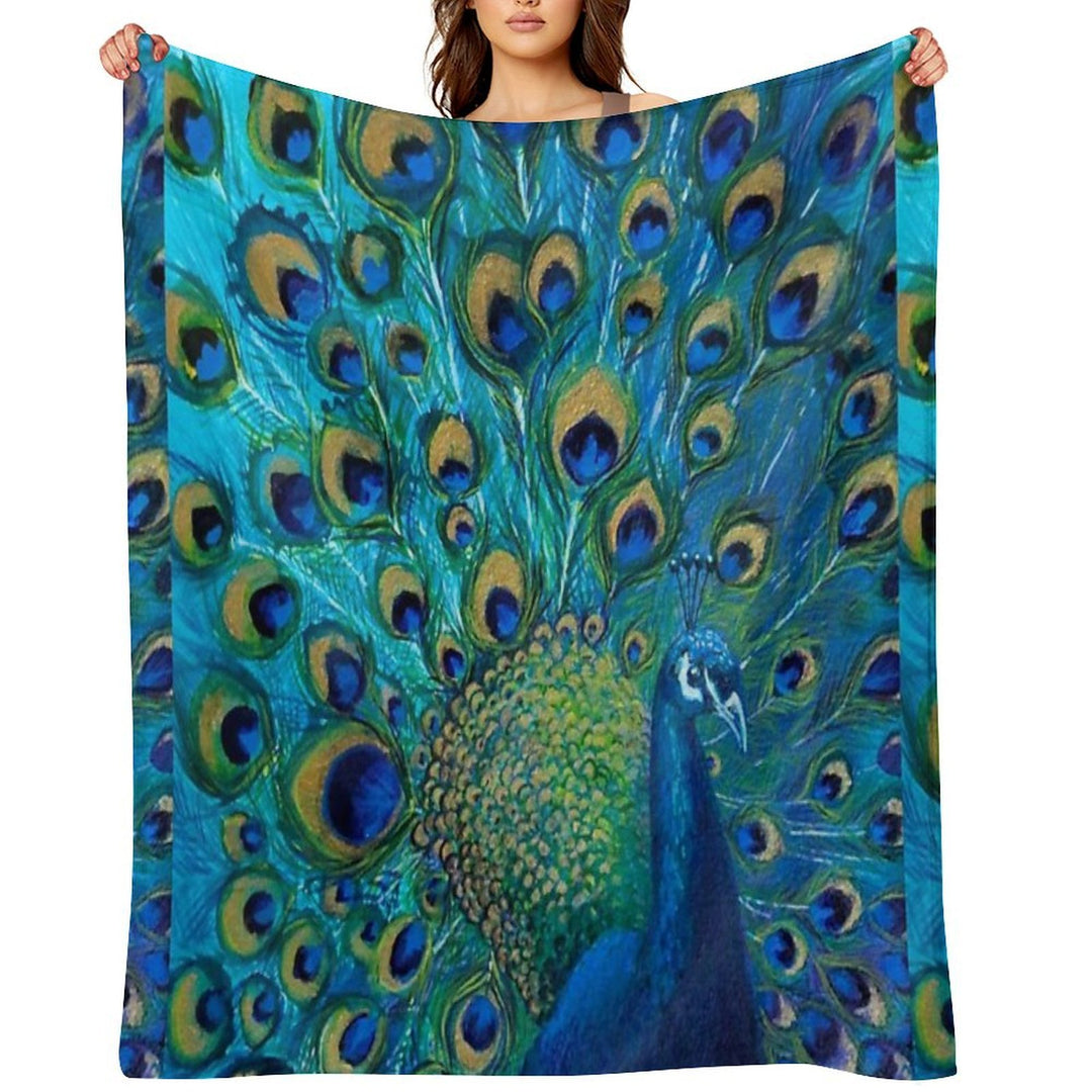 Beautiful Painted Peacock in Its Full Glory All-season Throw Blanket