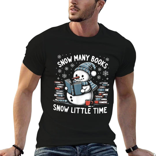Reading Snowman So Many Books Funny Christmas Men Women Kids  Slim-fit Cut T-Shirt