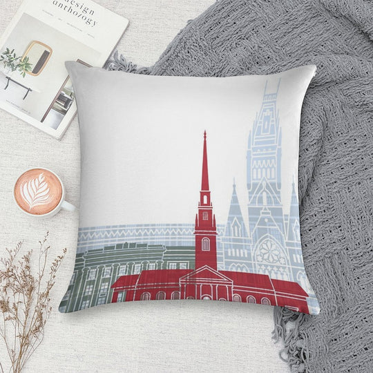 Harvard Skyline Poster Soft Style Accent Throw Pillow