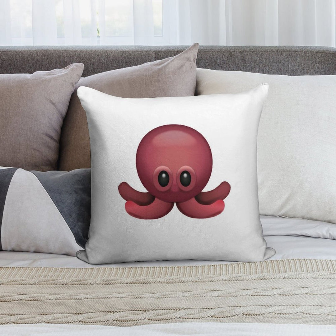 Cute Octopus Emoji Soft Luxury Feel Throw Pillow
