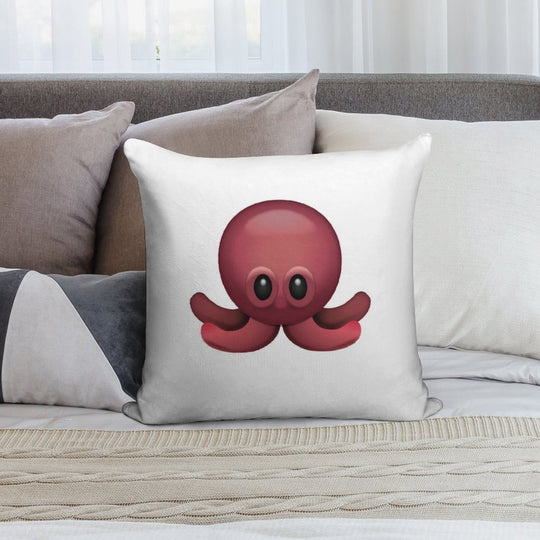 Cute Octopus Emoji Soft Luxury Feel Throw Pillow
