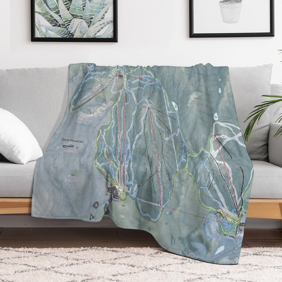 Gore Mountain Resort Trail Map Gift-ready Throw Blanket