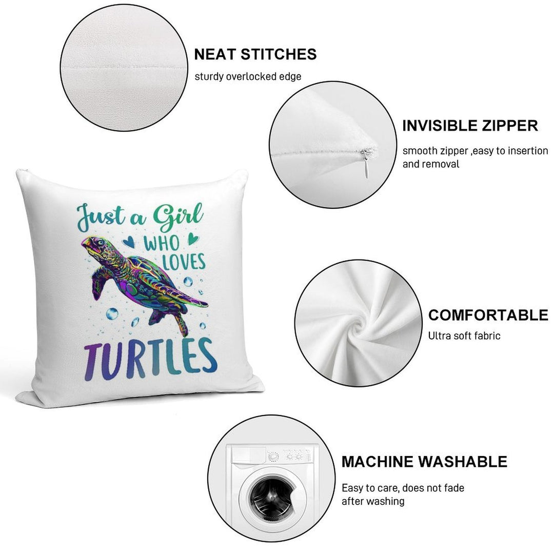 Just A Girl Who Loves Turtles Watercolor Sea Ocean Gift Soft Fade-Resistant Throw Pillow