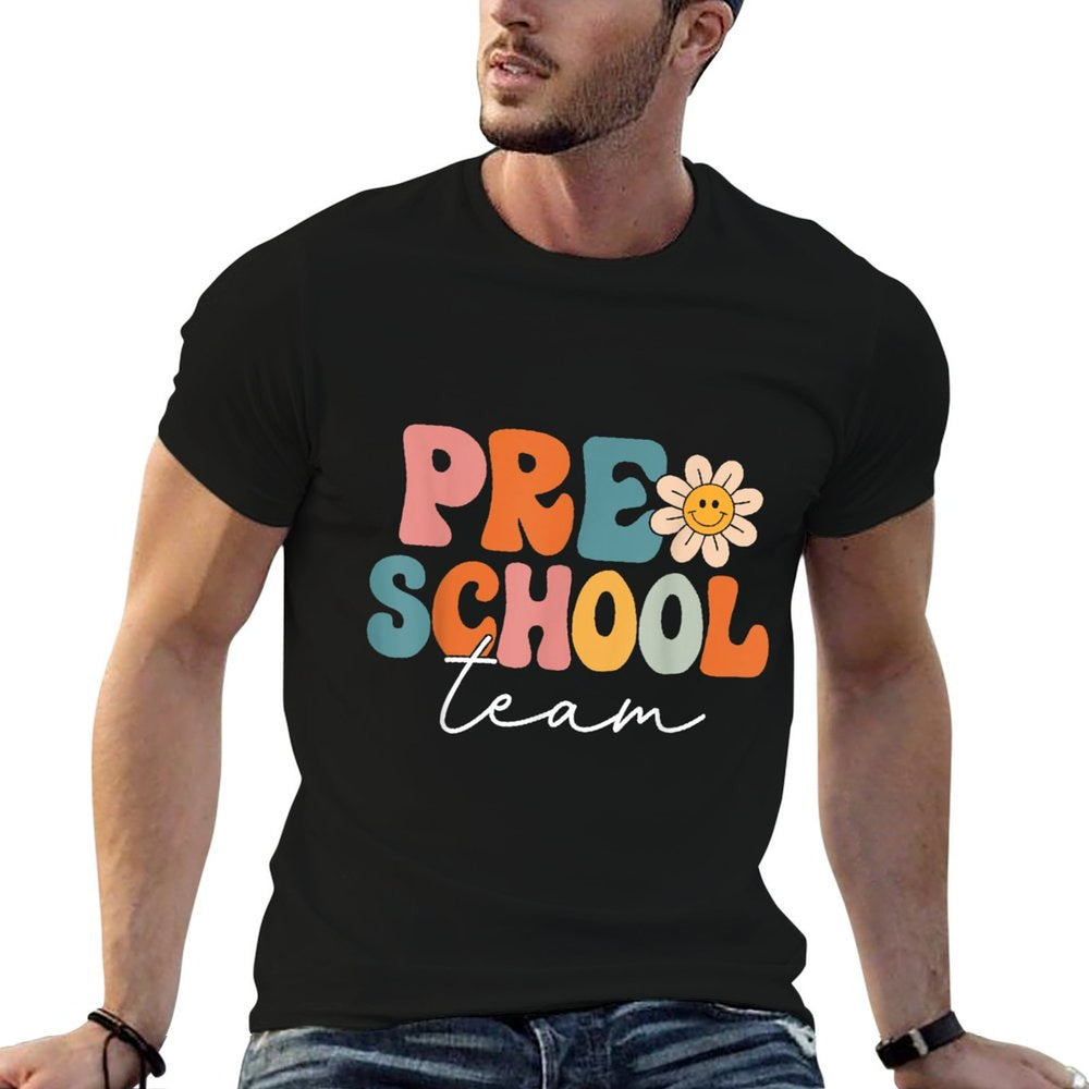 Preschool Team Retro Groovy Vintage Back To School Pre-K  Vintage-inspired T-Shirt