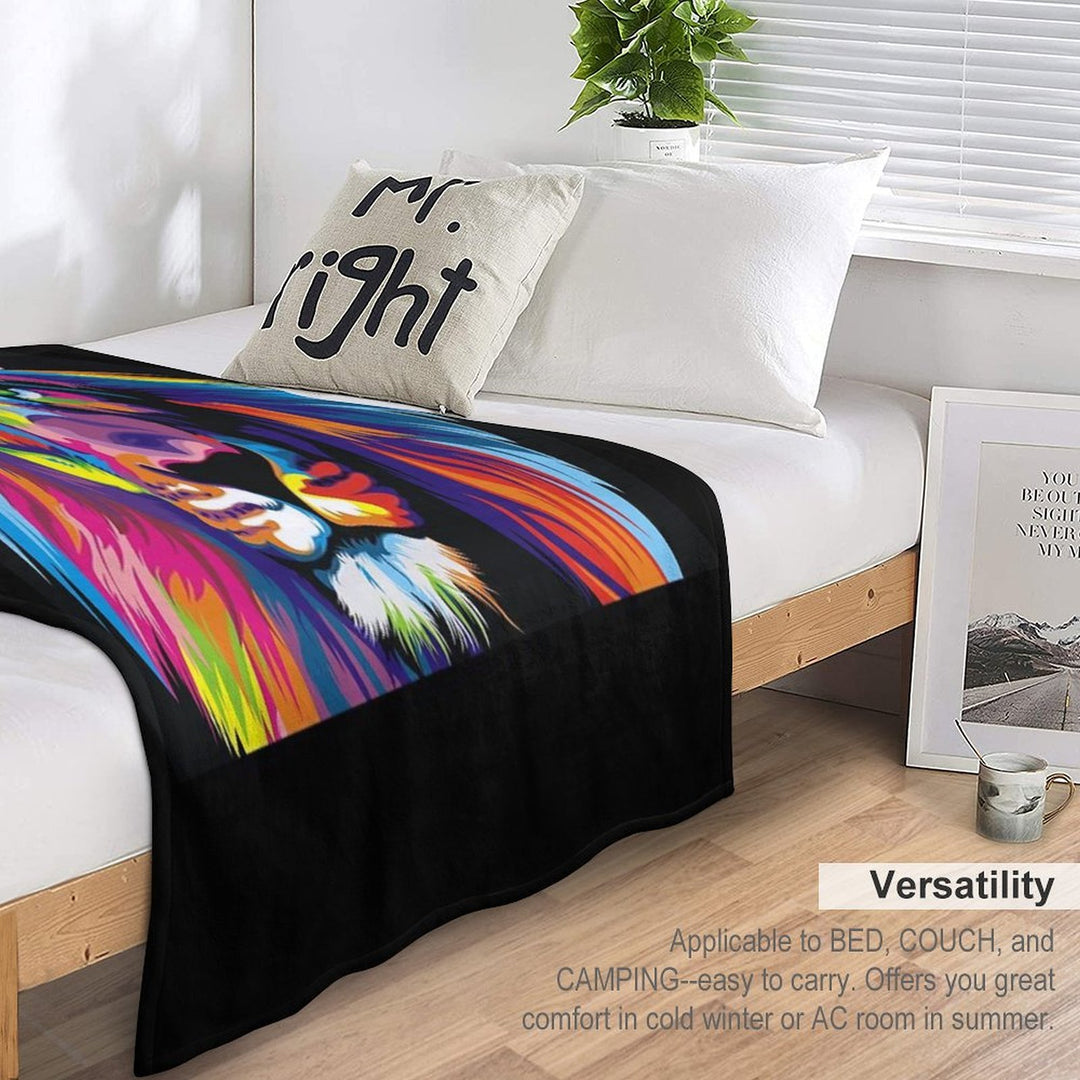 Banksy Rainbow Lion Graffiti Pop Art Painting Gift-ready Throw Blanket