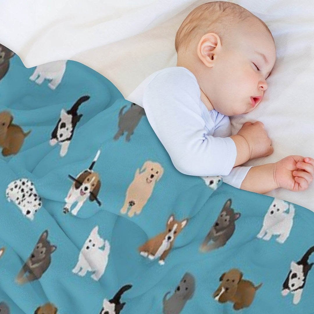 Puppies (blue) Easy Care Throw Blanket