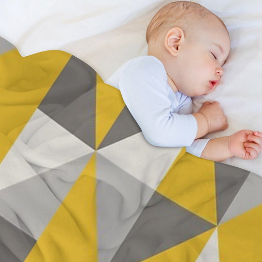 Retro Triangle Design in Yellow And Grey Premium Throw Blanket