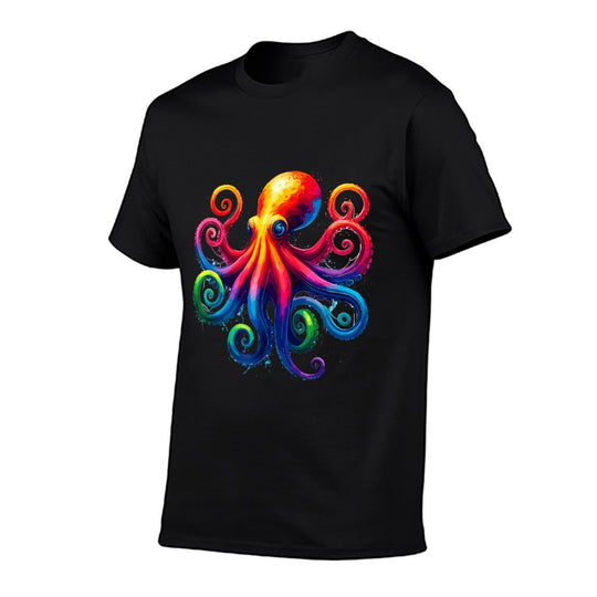 Vibrant Rainbow Octopus Psychedelic Art Sea Creature  Stretchy T-Shirt
