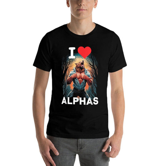 I Love Alphas Wolf Male Strong Furry Werewolf  High-quality Stitching T-Shirt