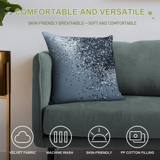 Blue Lady #2 (Photo of Glitter Only - Not Reflective) Soft Shrink-Resistant Throw Pillow