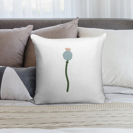 Poppy Capsule Drawing Soft Ultra-Soft Texture Throw Pillow
